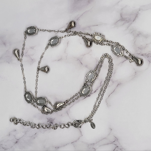 Chico’s Aquamarine Teardrop Station Necklace - Picture 6 of 7